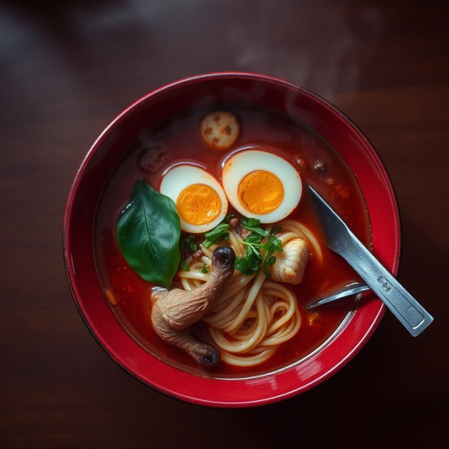 Semangkuk seblak pedas dengan ceker dan telur